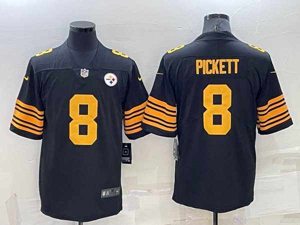 Men%27s Pittsburgh Steelers #8 Kenny Pickett Black Color Rush Stitched Jersey